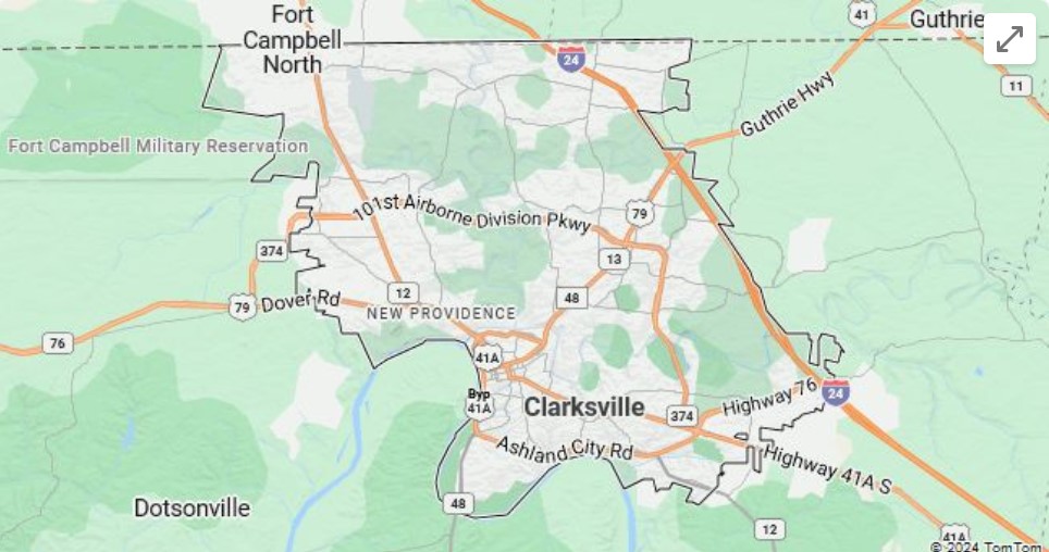 Overview map of Clarksville